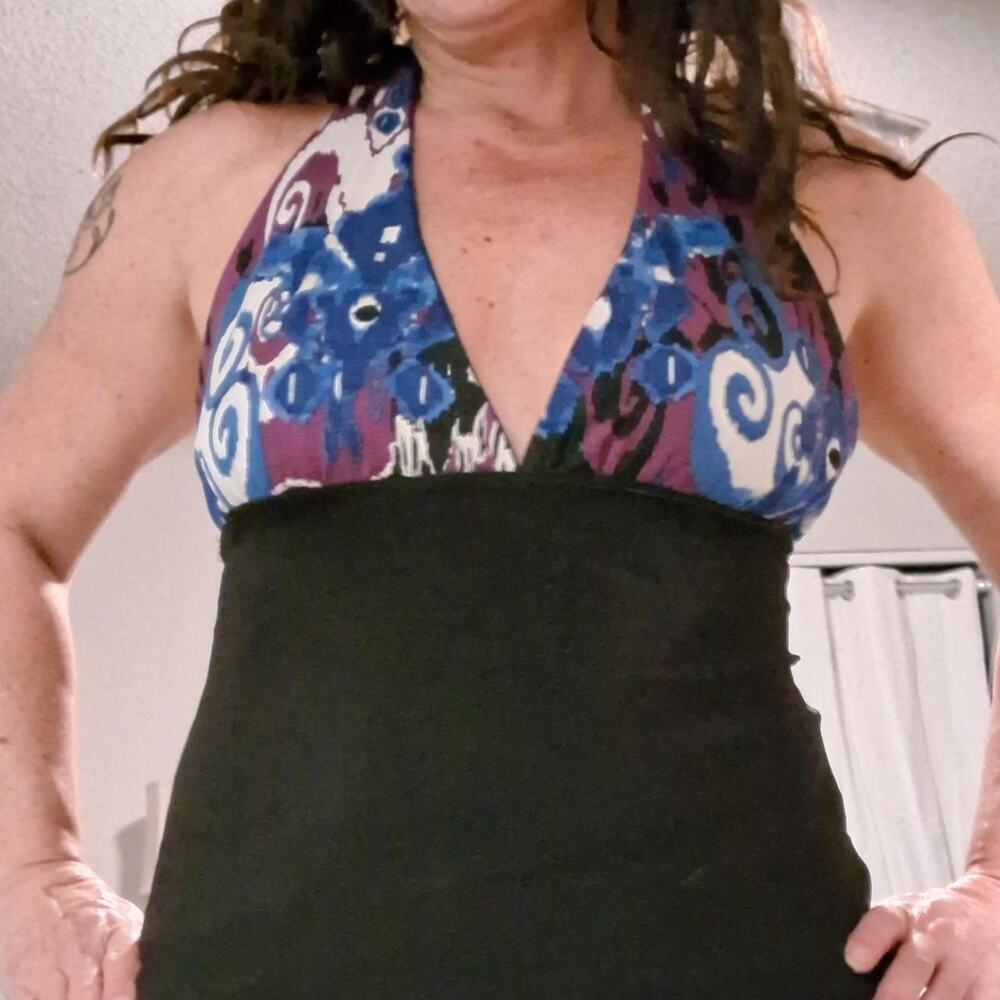 Vintage Silver Lucy Design SF Halter Tankini Top - L
